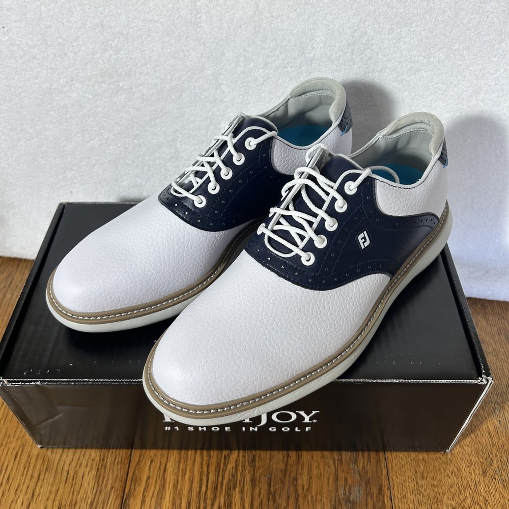 FootJoy Traditions Mens Size 9 White Navy 57899 Golf Shoes